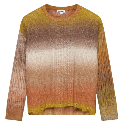 Alpaca blend hand-knitted sweater loose hollow striped sunset shirt