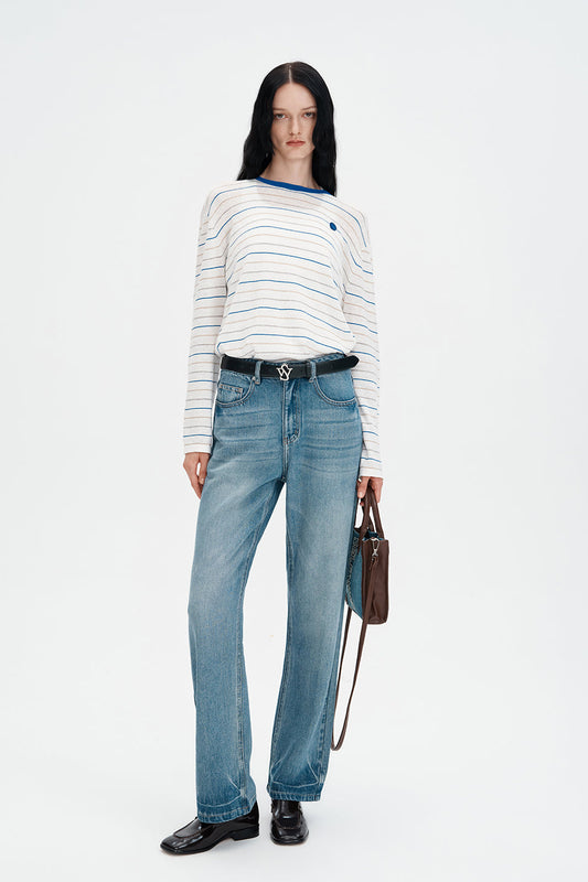 Loose Fit Long Sleeve Striped T-Shirt