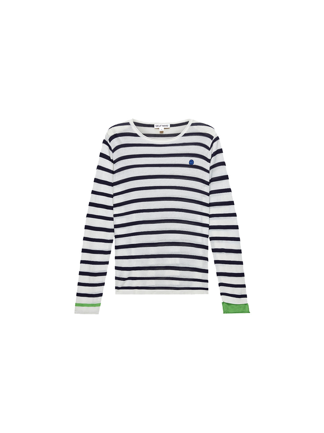 Wool Blended Contrast Striped Knitted Long-Sleeved T-shirt