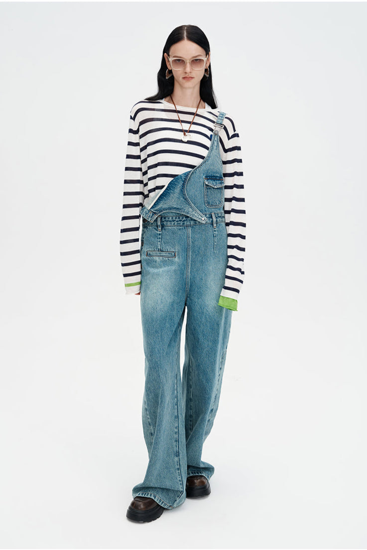 Wool Blended Contrast Striped Knitted Long-Sleeved T-shirt