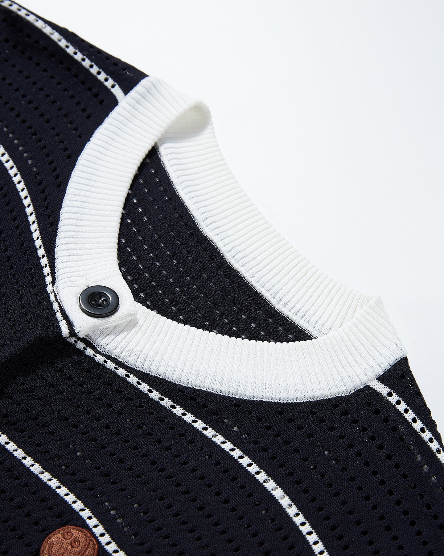 Black Openwork Knit Sweater Long Sleeve T-shirt