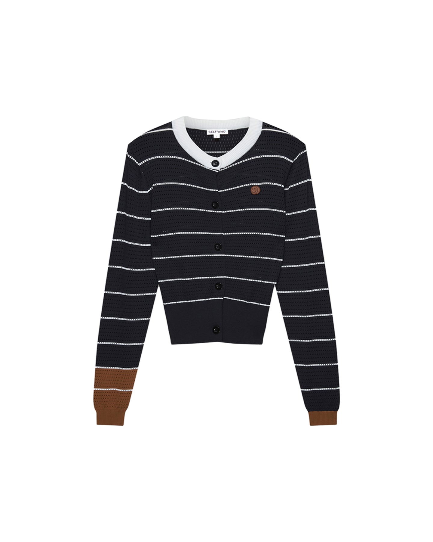 Black Openwork Knit Sweater Long Sleeve T-shirt