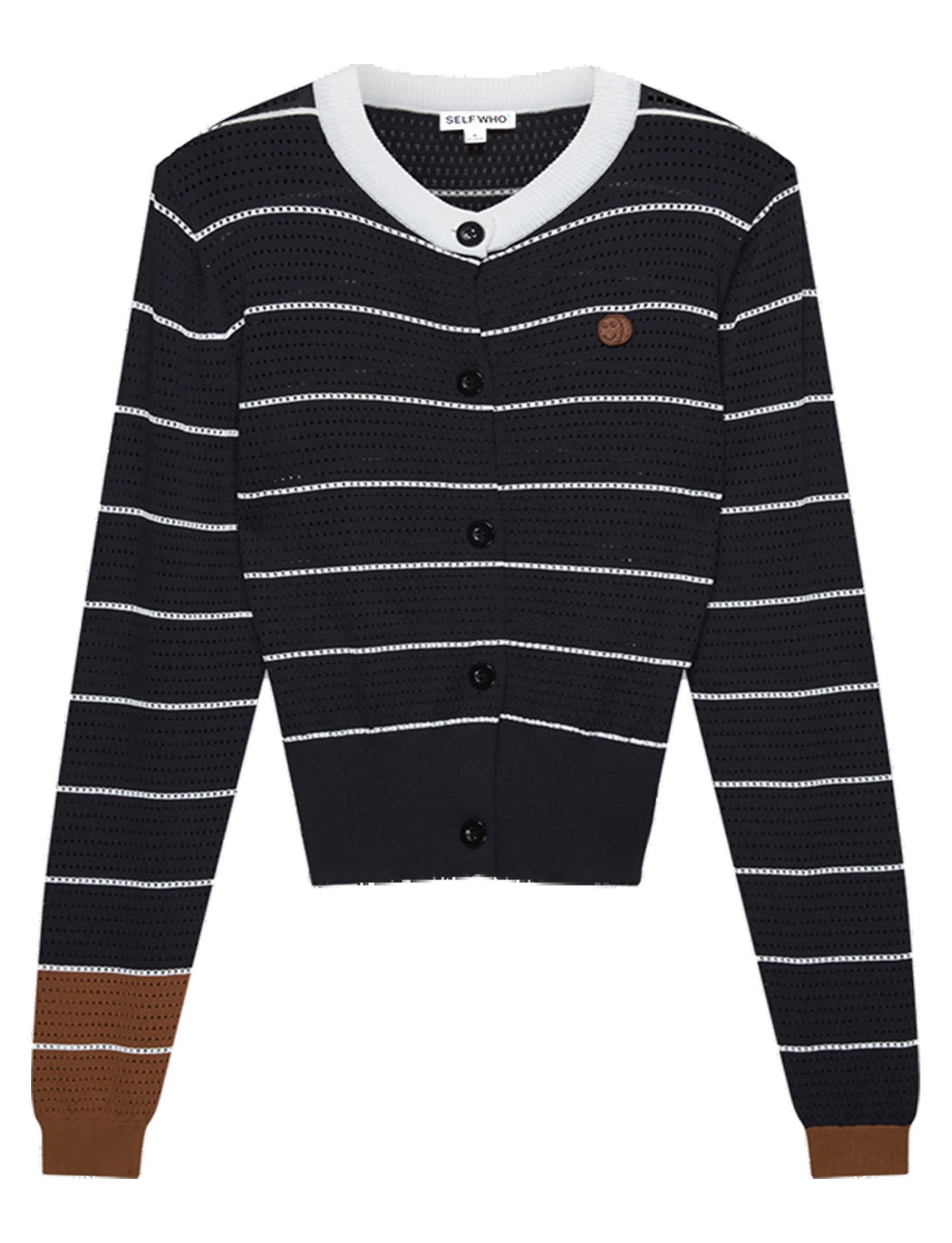 Black Openwork Knit Sweater Long Sleeve T-shirt
