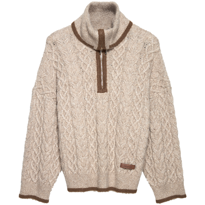 Wool Blend Half-Zip Turtleneck Sweater