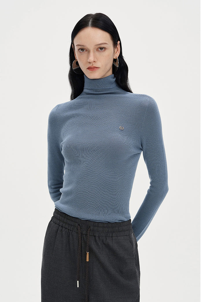 Turtleneck wool knitted shirt tight-fitting bottoming top