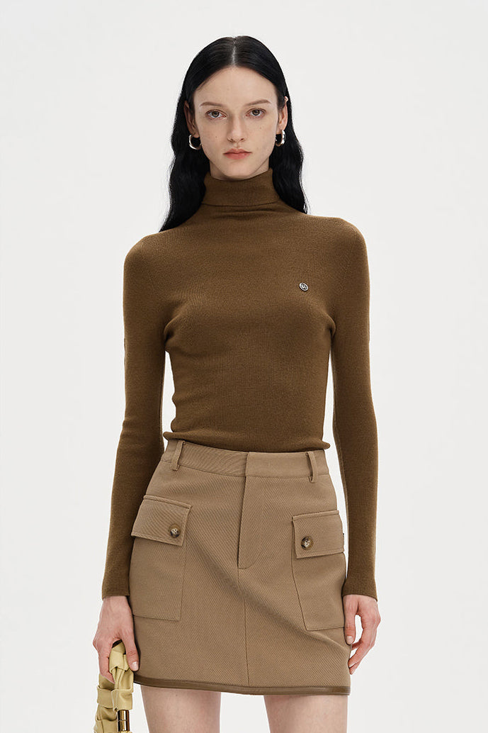 Turtleneck wool knitted shirt tight-fitting bottoming top