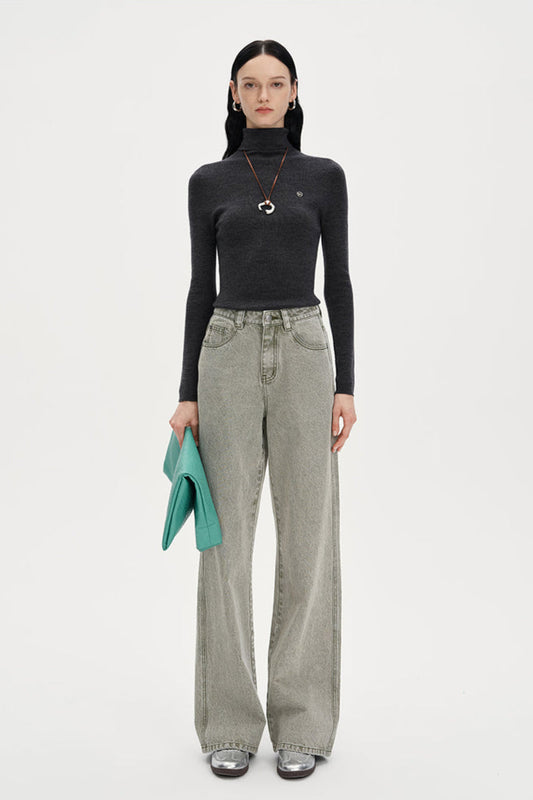 Turtleneck wool knitted shirt tight-fitting bottoming top