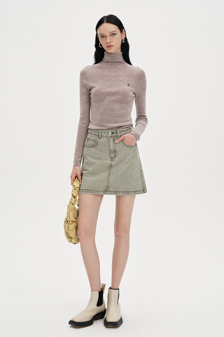 Turtleneck wool knitted shirt tight-fitting bottoming top