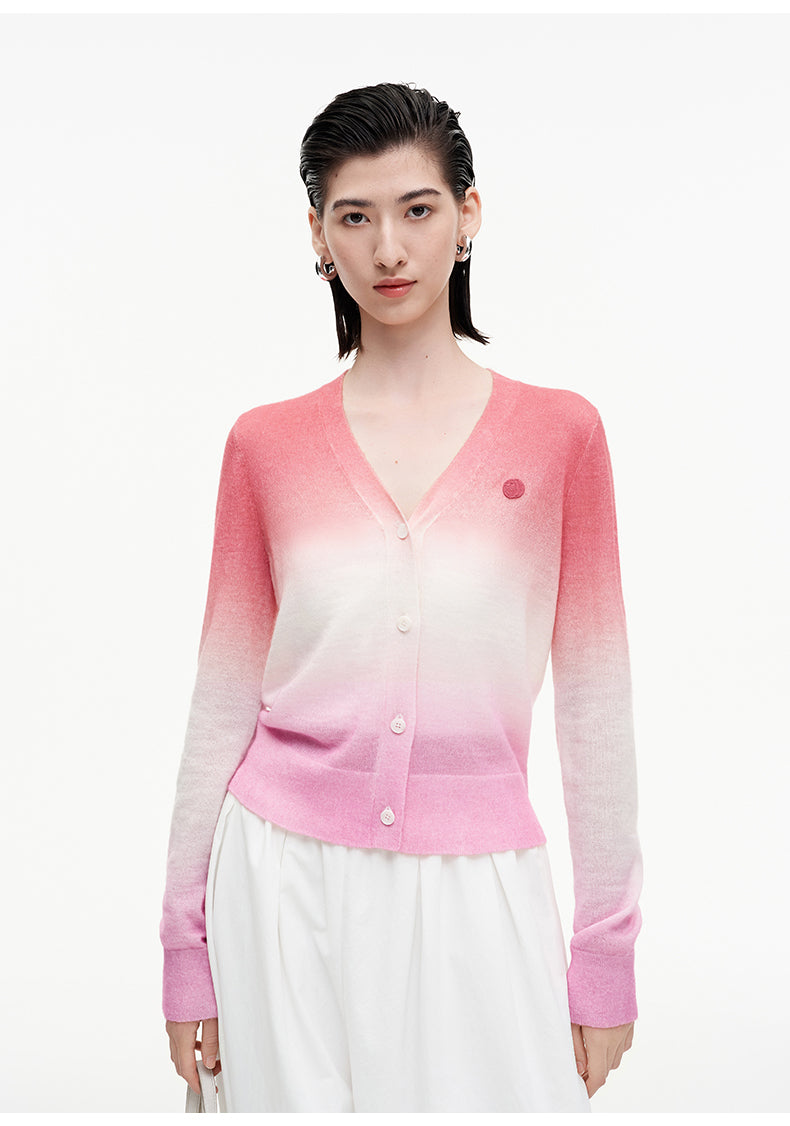 SELFWHO wool mohair gradient contrast sweater
