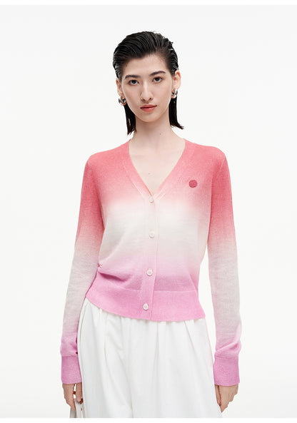 SELFWHO wool mohair gradient contrast sweater