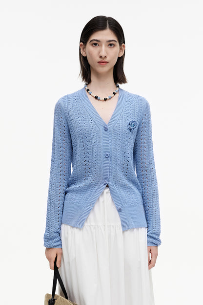 SELFWHO Meconopsis series flower brooch hollow shirt
