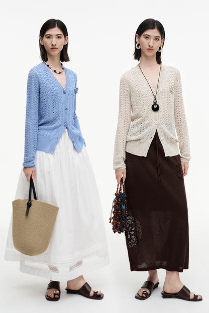 SELFWHO Meconopsis series flower brooch hollow shirt