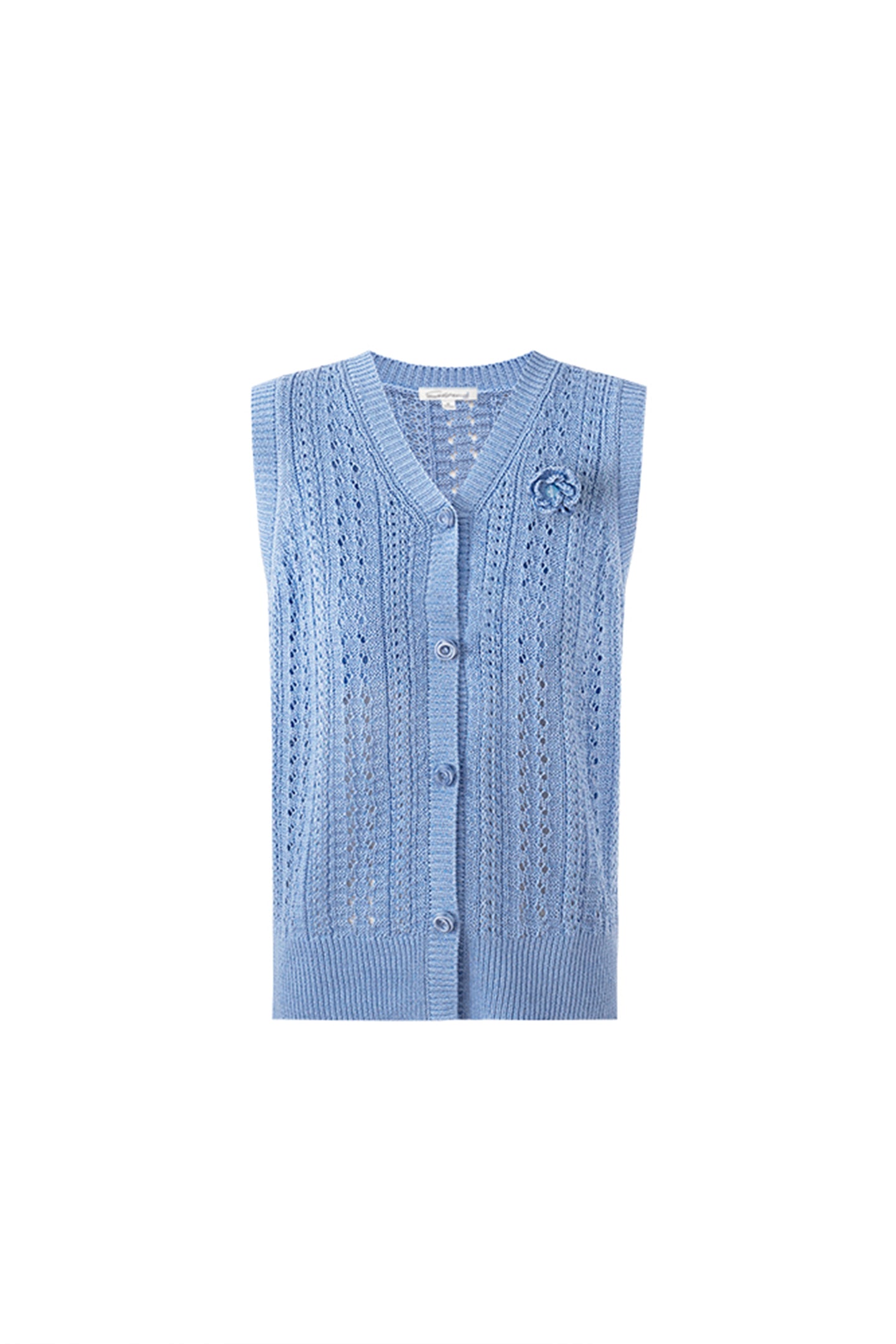 Selfwho Meconopsis series linen knitted hollow vest