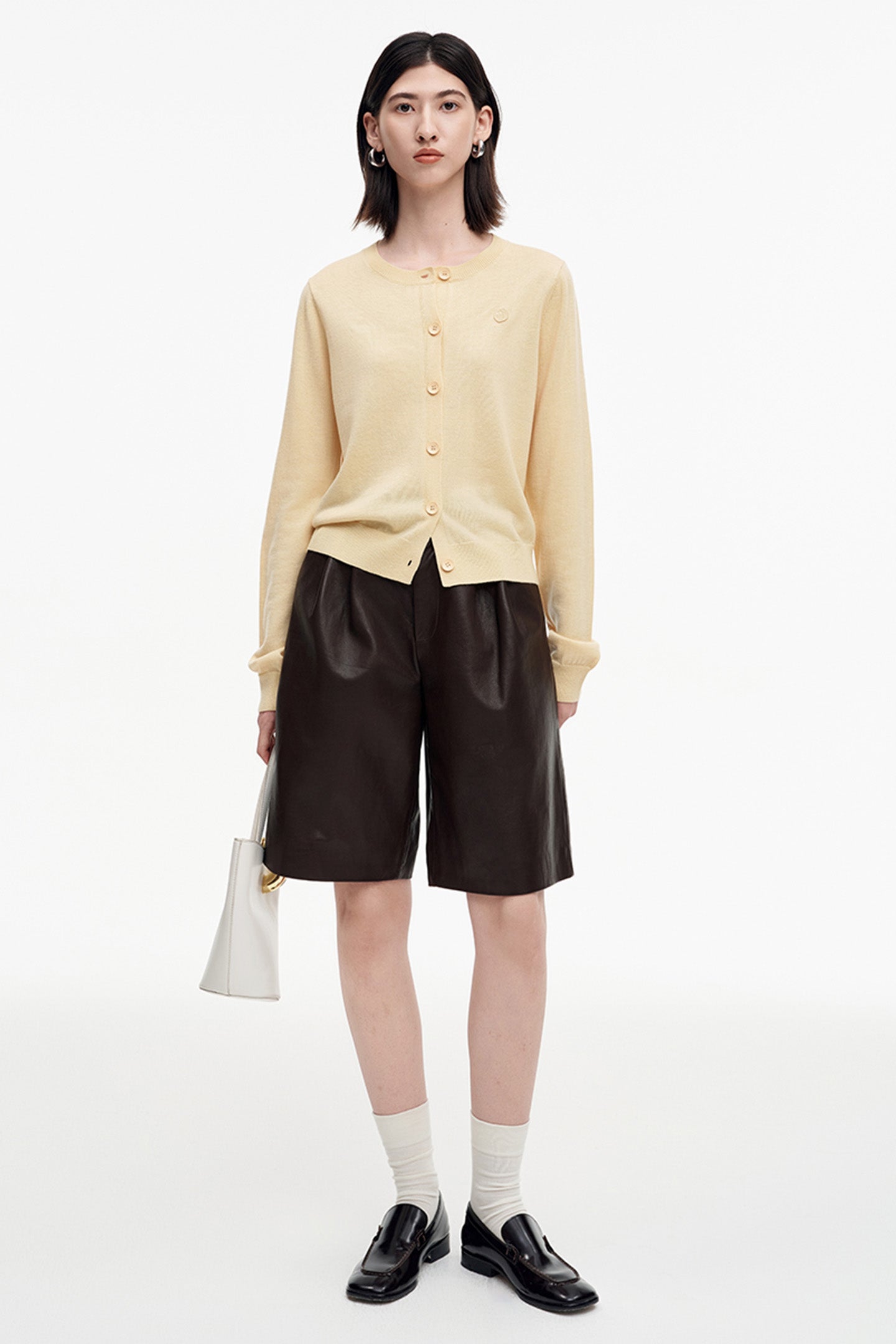 SELFWHO Sheep Wool Blend Embroidered Knitted Cardigan
