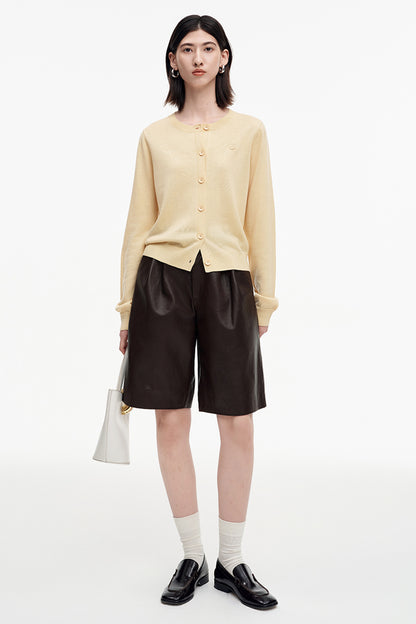 SELFWHO Sheep Wool Blend Embroidered Knitted Cardigan