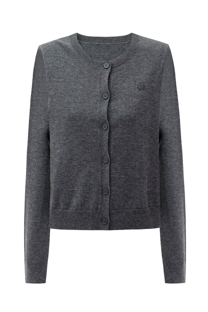 SELFWHO Sheep Wool Blend Embroidered Knitted Cardigan