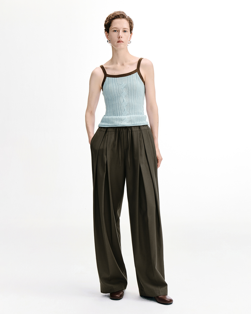 Two-Tone Ribbed Knit Vest and Cardigan Set