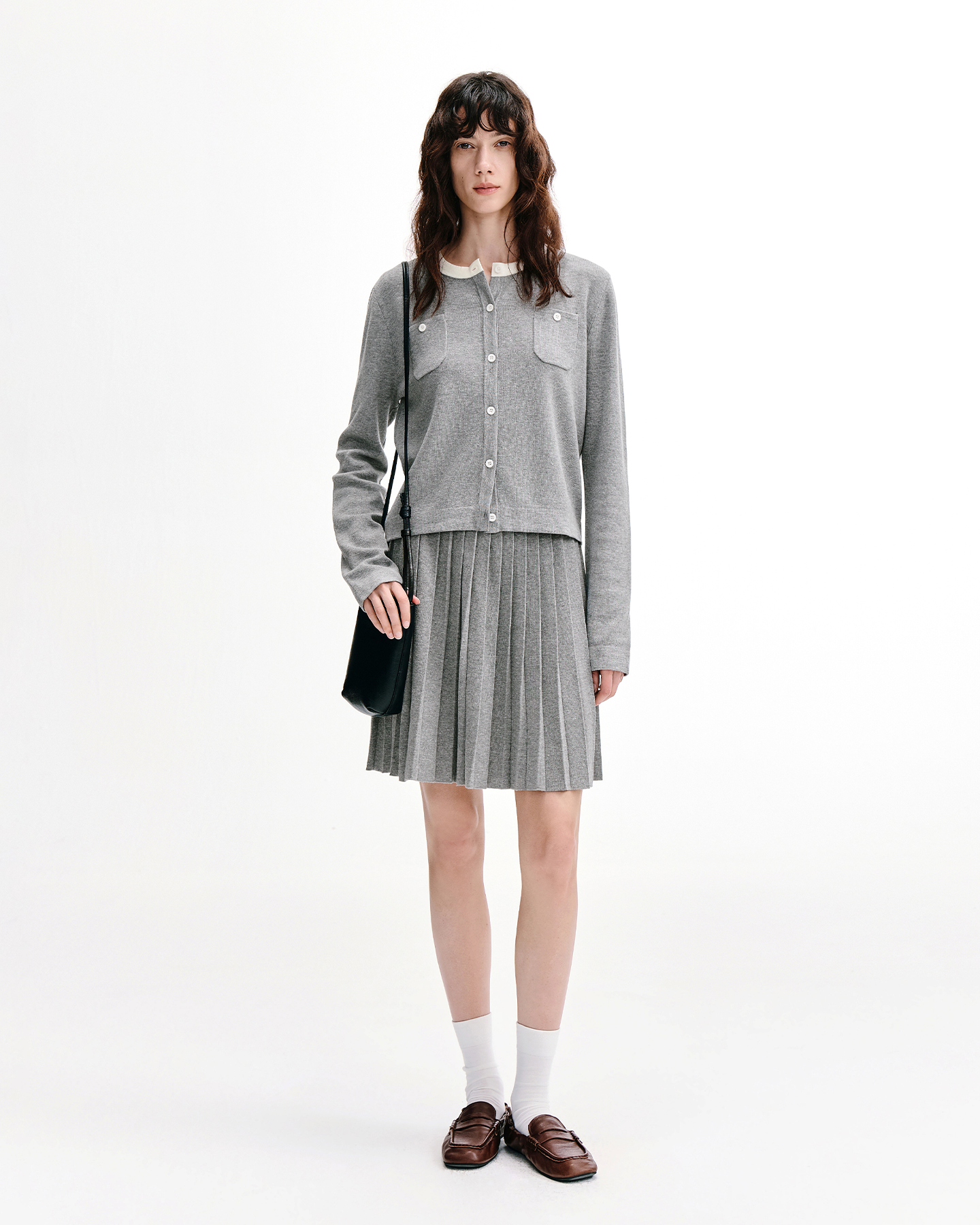 Color-Block Knit Cardigan – Linen-Blend