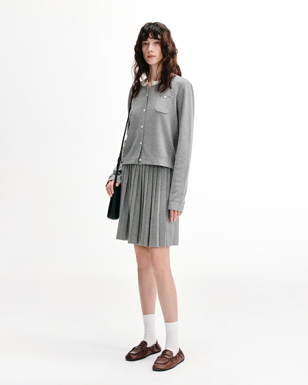 Color-Block Knit Cardigan – Linen-Blend
