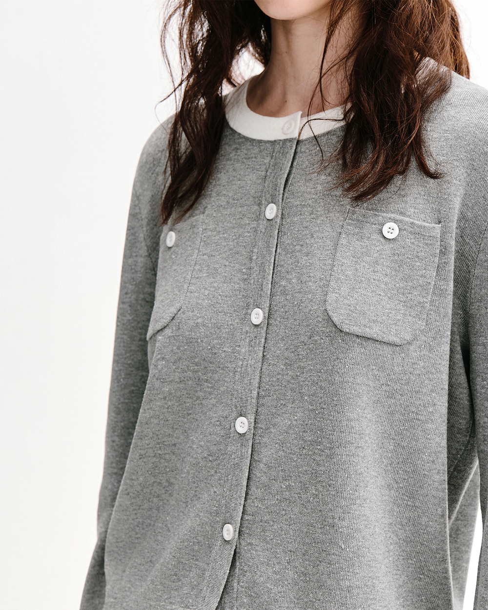 Color-Block Knit Cardigan – Linen-Blend