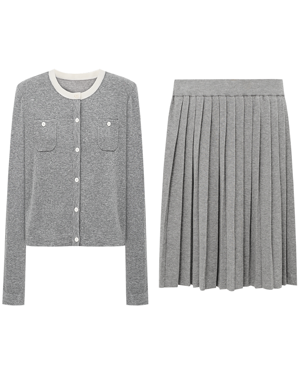 Color-Block Knit Cardigan – Linen-Blend