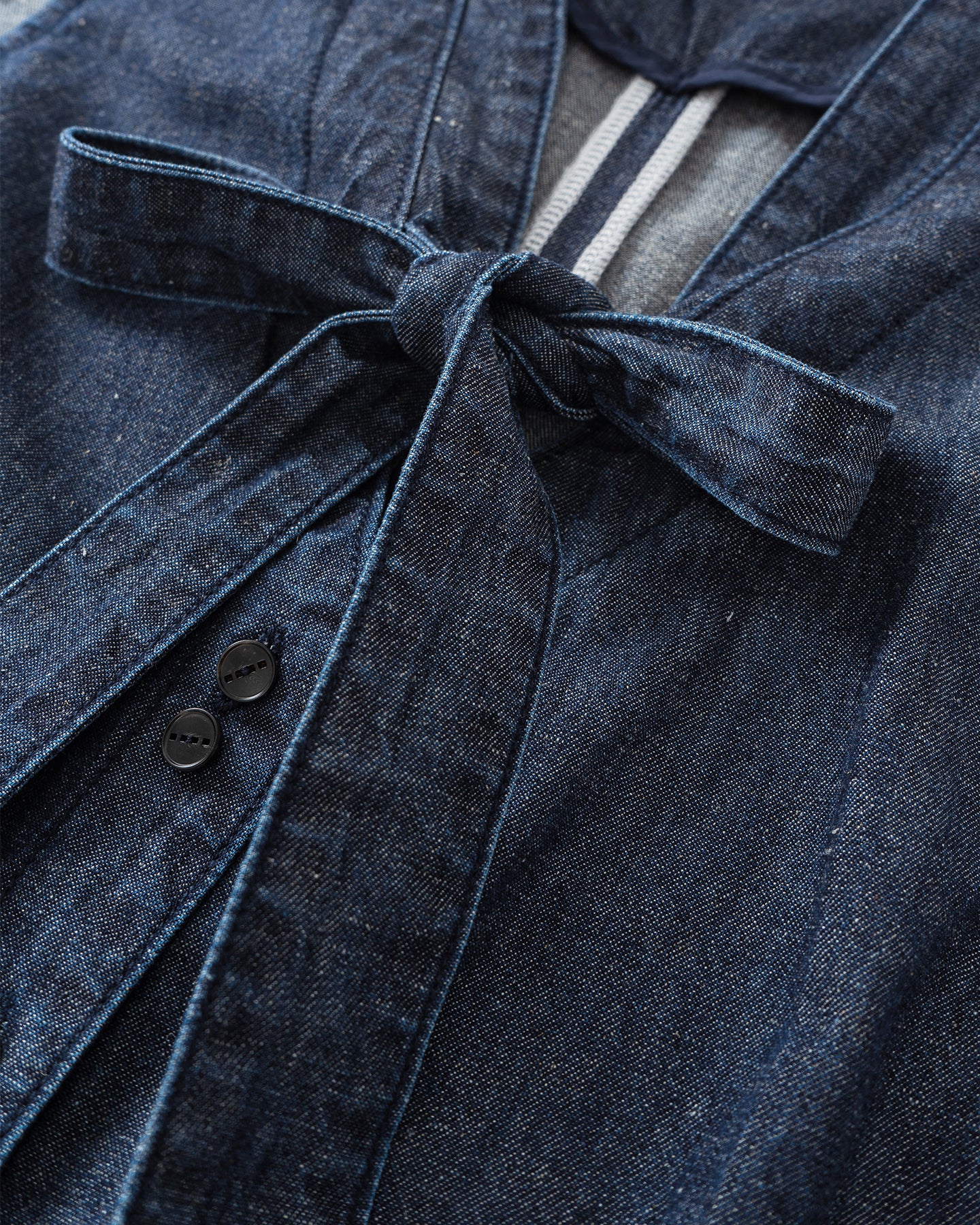Cotton and linen blend raw cowboy style vest and denim skirt