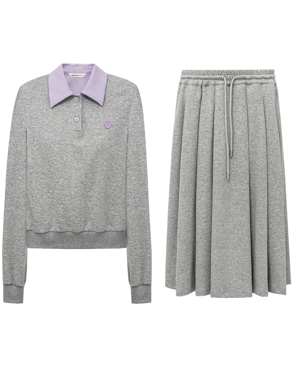 Smiley Polo & Pleated Skirt Co-ord Set