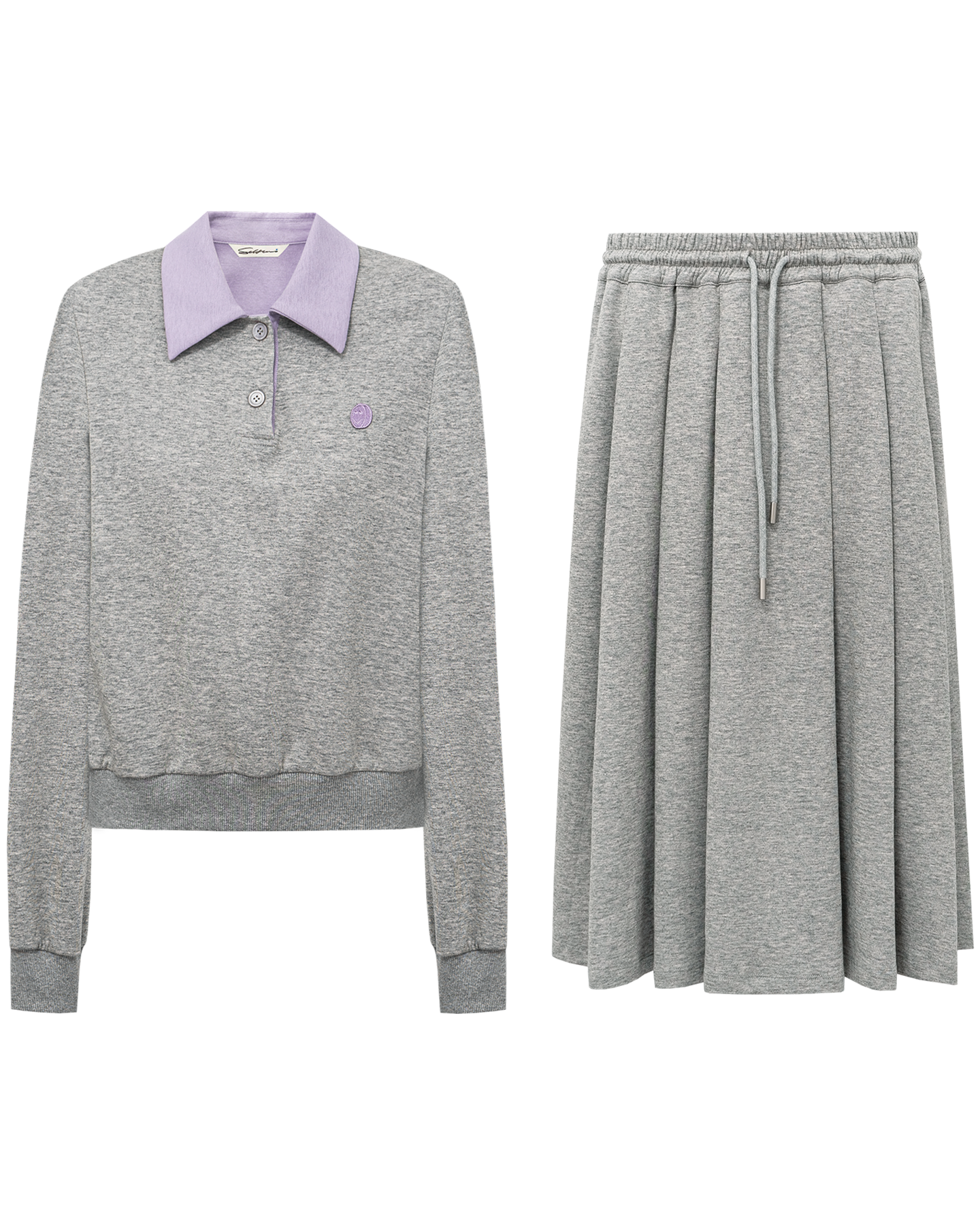 Smiley Polo & Pleated Skirt Co-ord Set