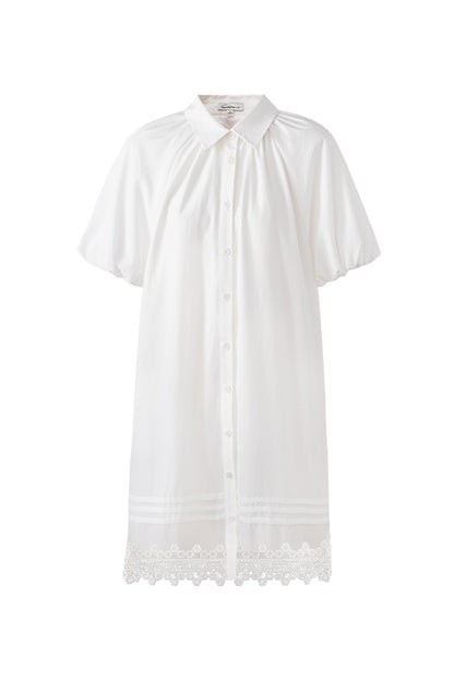 SELFWHO Meconopsis series white bud sleeve dress