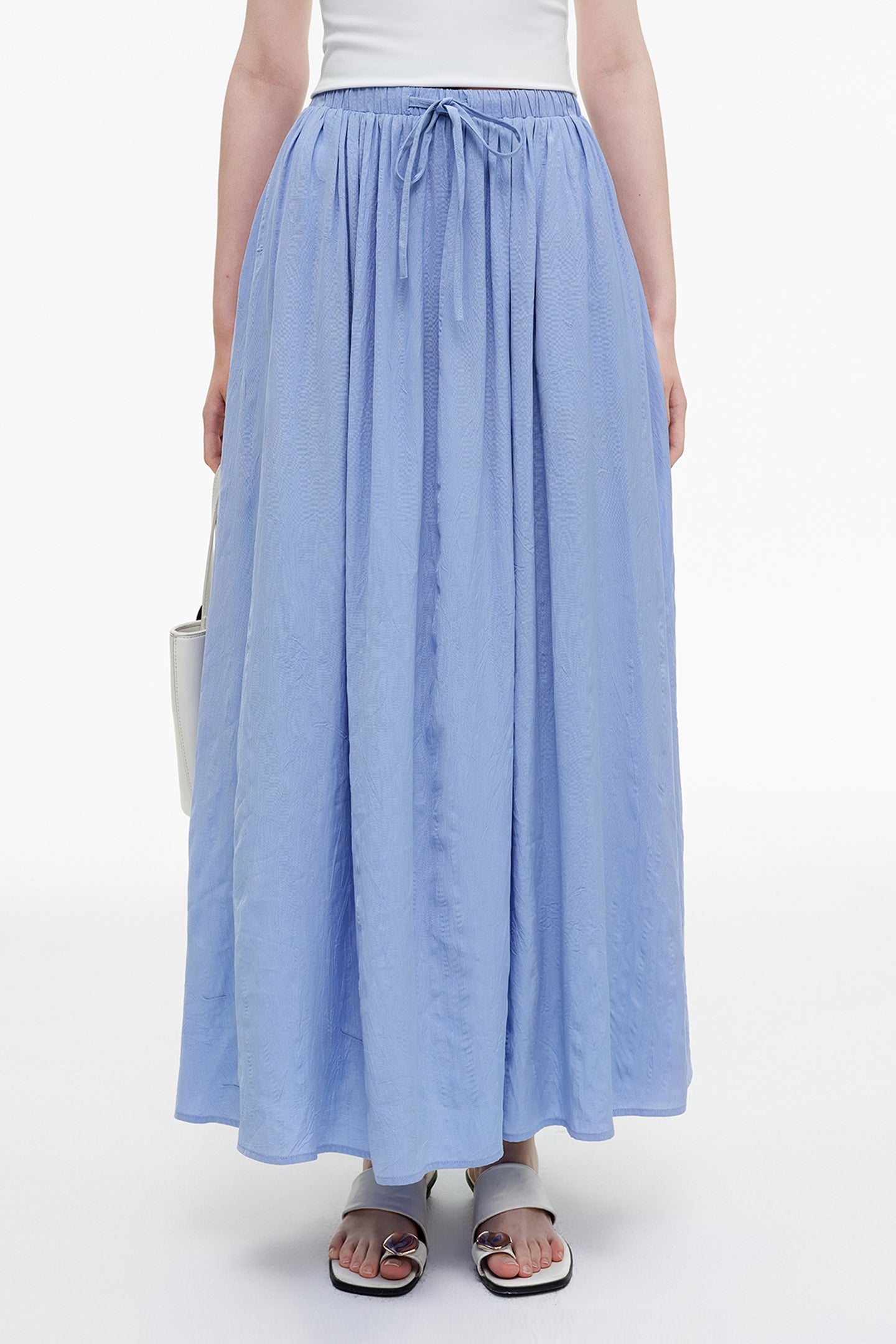 SELFWHO Meconopsis series pleated drawstring skirt