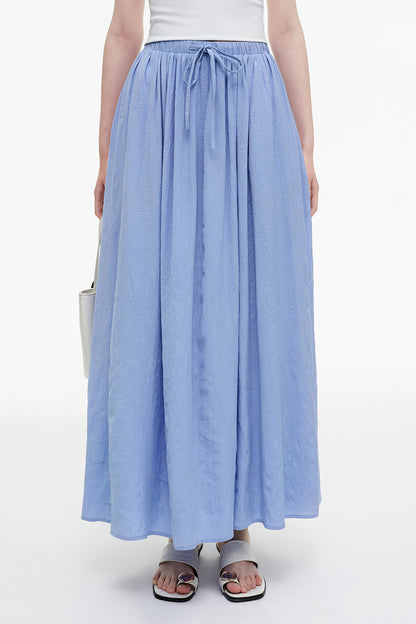 SELFWHO Meconopsis series pleated drawstring skirt