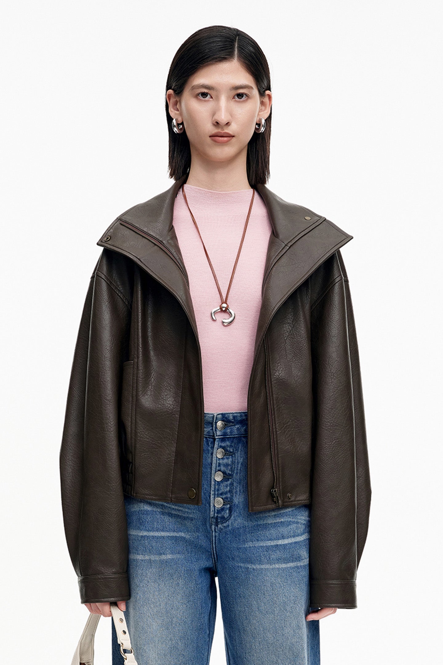 SELFWHO Vintage PU Leather Jacket