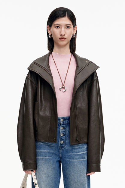 SELFWHO Vintage PU Leather Jacket