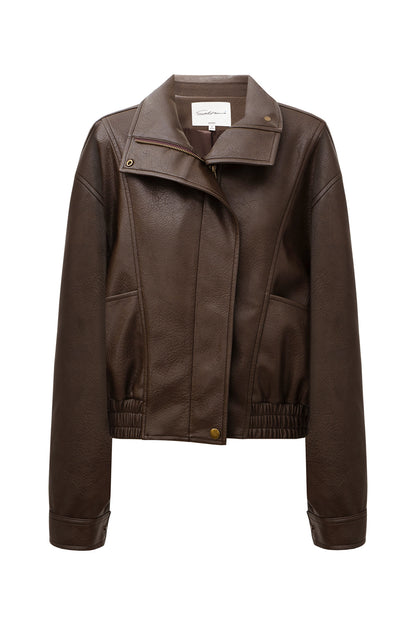 SELFWHO Vintage PU Leather Jacket