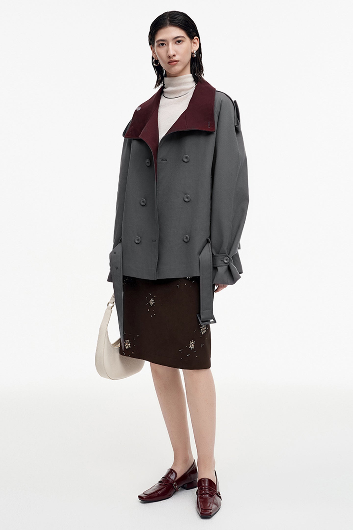 SELFWHO Cotton Blend Double-Breasted Trench Coat