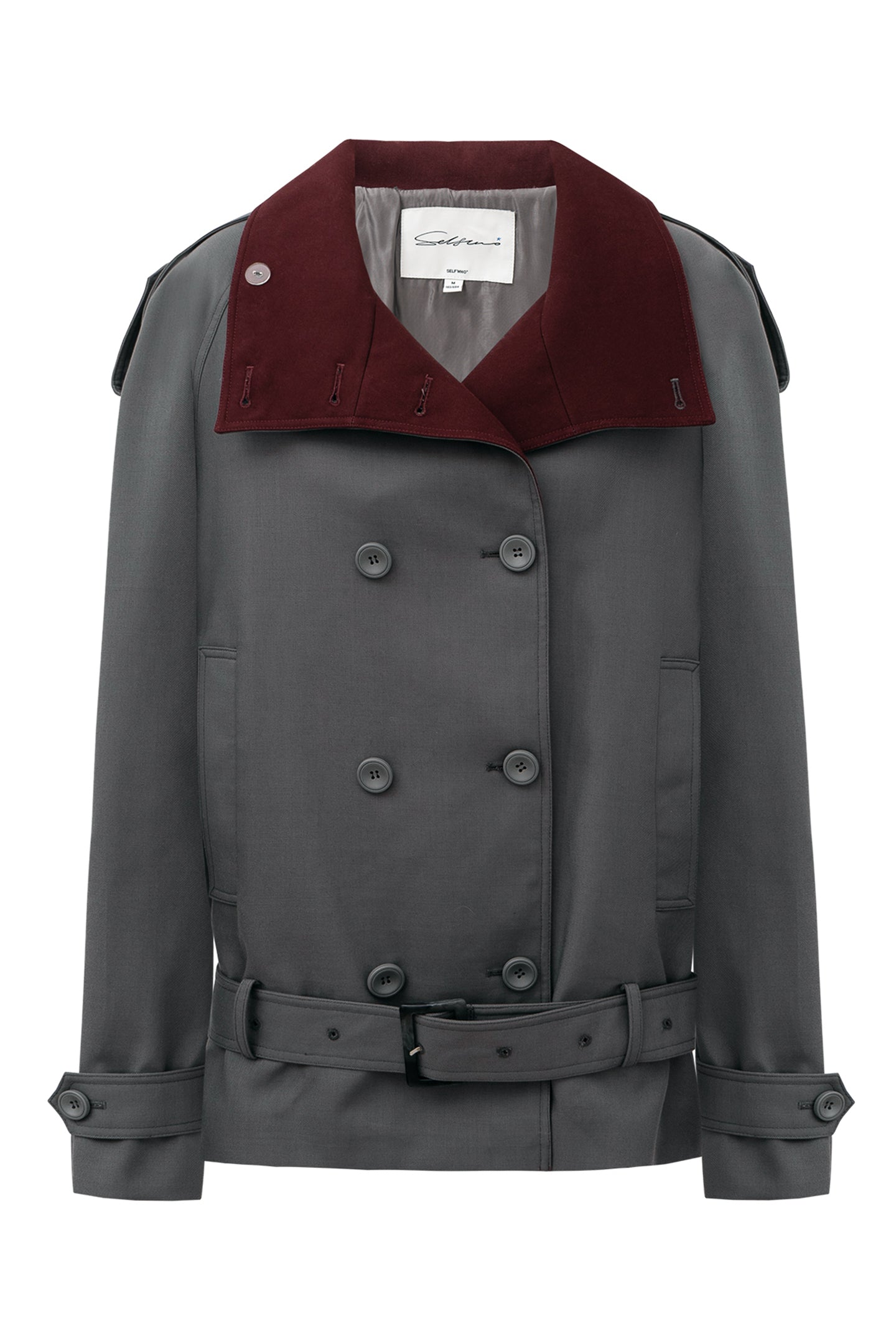 SELFWHO Cotton Blend Double-Breasted Trench Coat