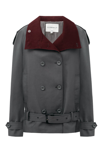 SELFWHO Cotton Blend Double-Breasted Trench Coat