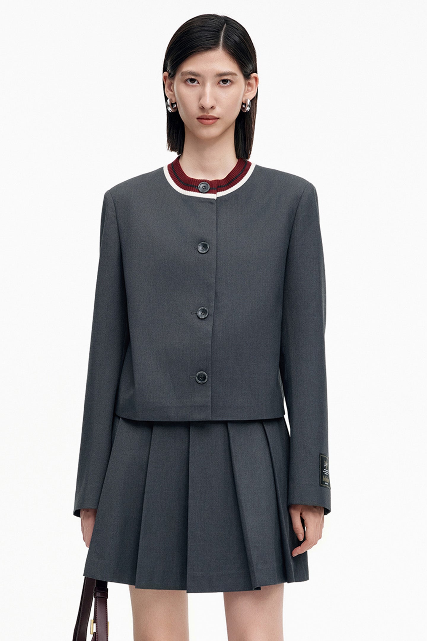 SELFWHO Sheep Wool Blended Woolen Coat Set