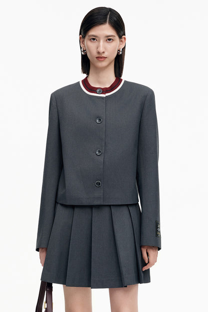 SELFWHO Sheep Wool Blended Woolen Coat Set