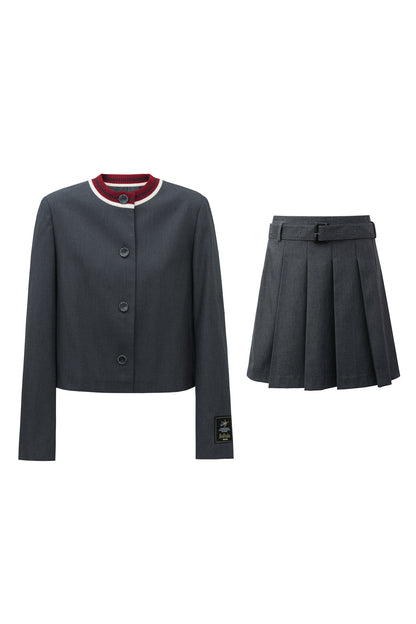 SELFWHO Sheep Wool Blended Woolen Coat Set