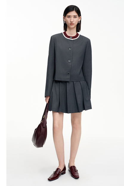 SELFWHO Sheep Wool Blended Woolen Coat Set