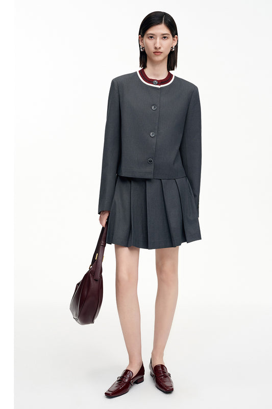 SELFWHO Sheep Wool Blended Woolen Coat Set