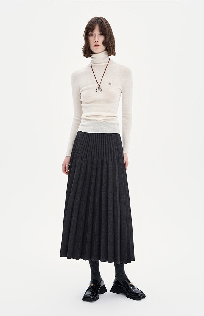 Heavy three-Dimensional Double Pleated Skirt