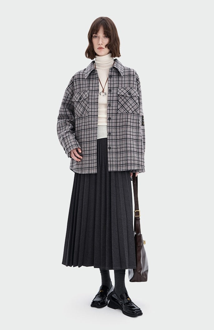 Heavy three-Dimensional Double Pleated Skirt