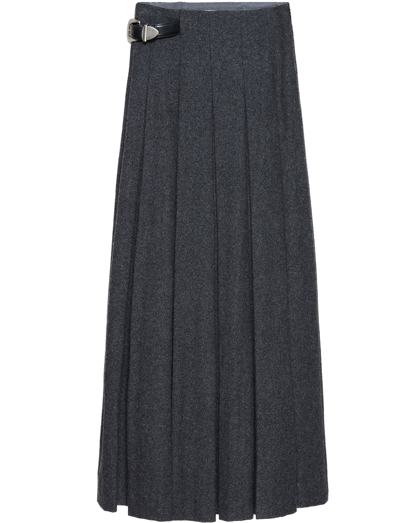 Wool Blend Gray Pleated Skirt