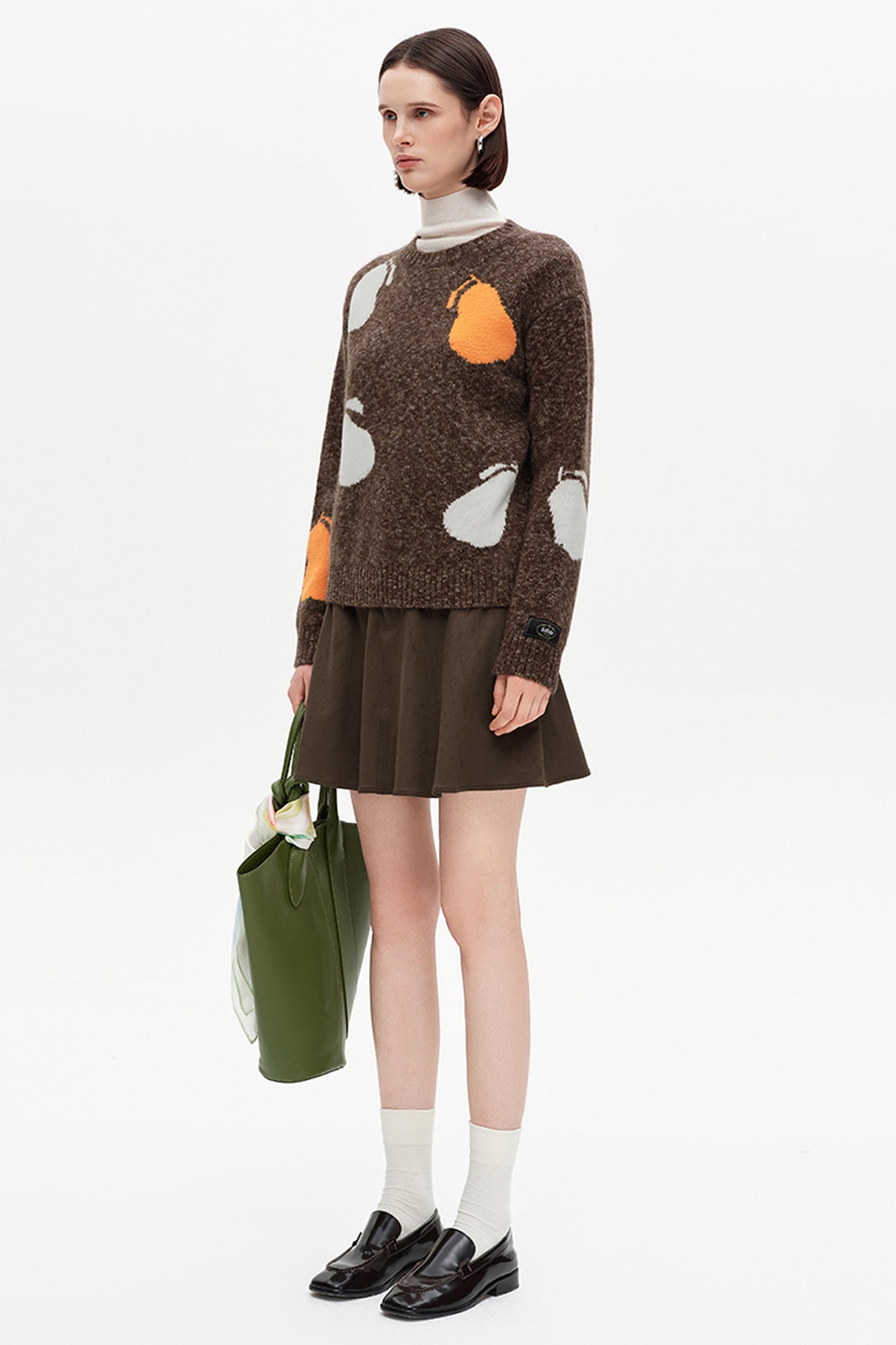 SELFWHO Vintage Suede A-line Skirt