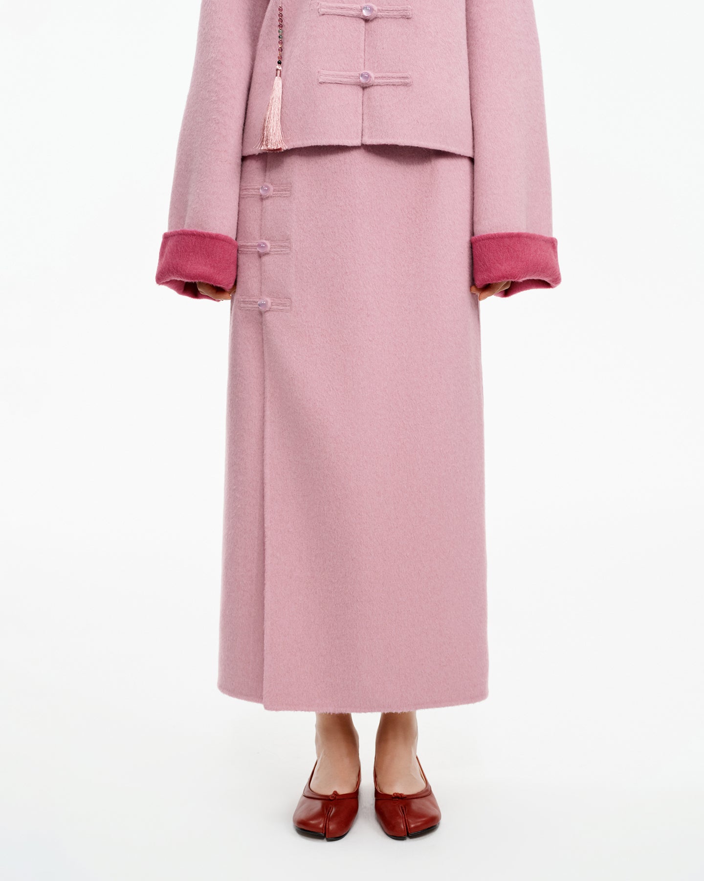 New Chinese-style light pink half-length skirt