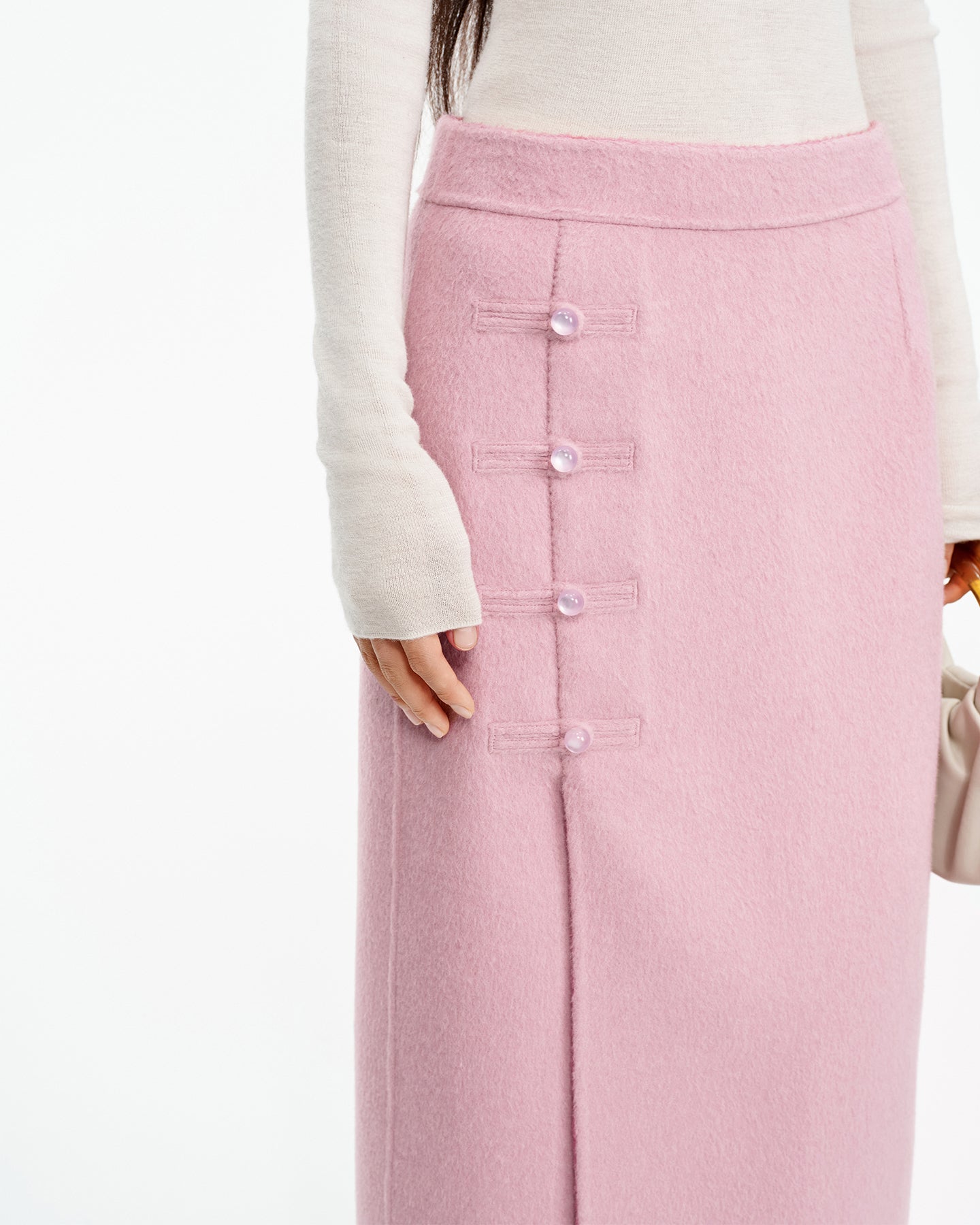 New Chinese-style light pink half-length skirt
