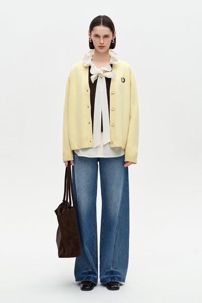 SELFWHO Wool-Blend Ruffled Collar Shirt