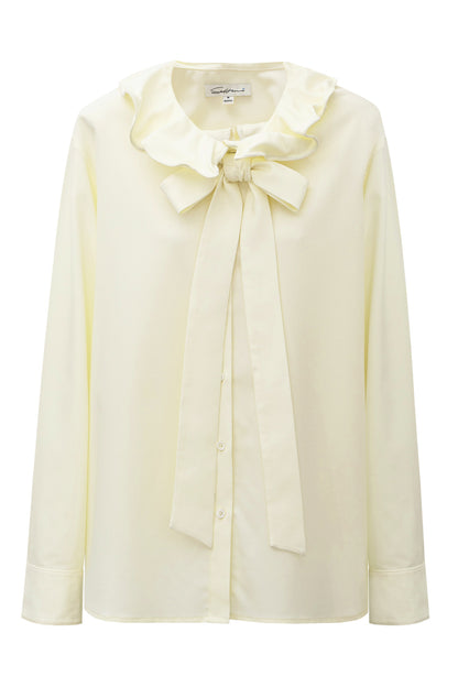 SELFWHO Wool-Blend Ruffled Collar Shirt